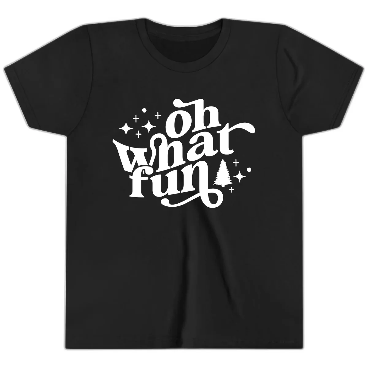 Oh What Fun Holiday Design Youth T-Shirt in Black