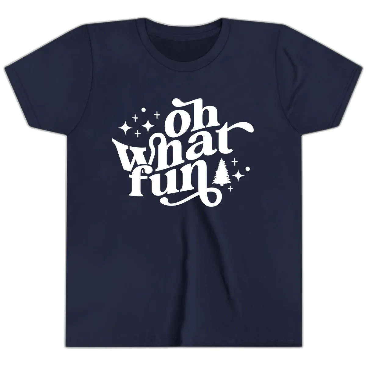 Oh What Fun Holiday Design Youth T-Shirt in Navy