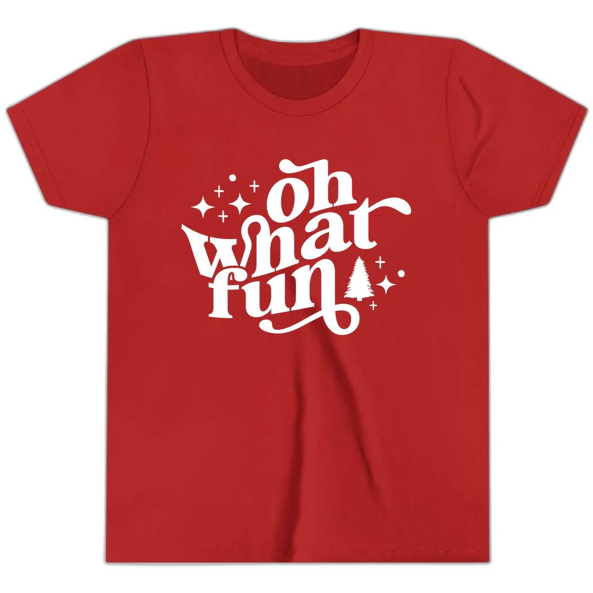 Oh What Fun Holiday Design Youth T-Shirt in Red