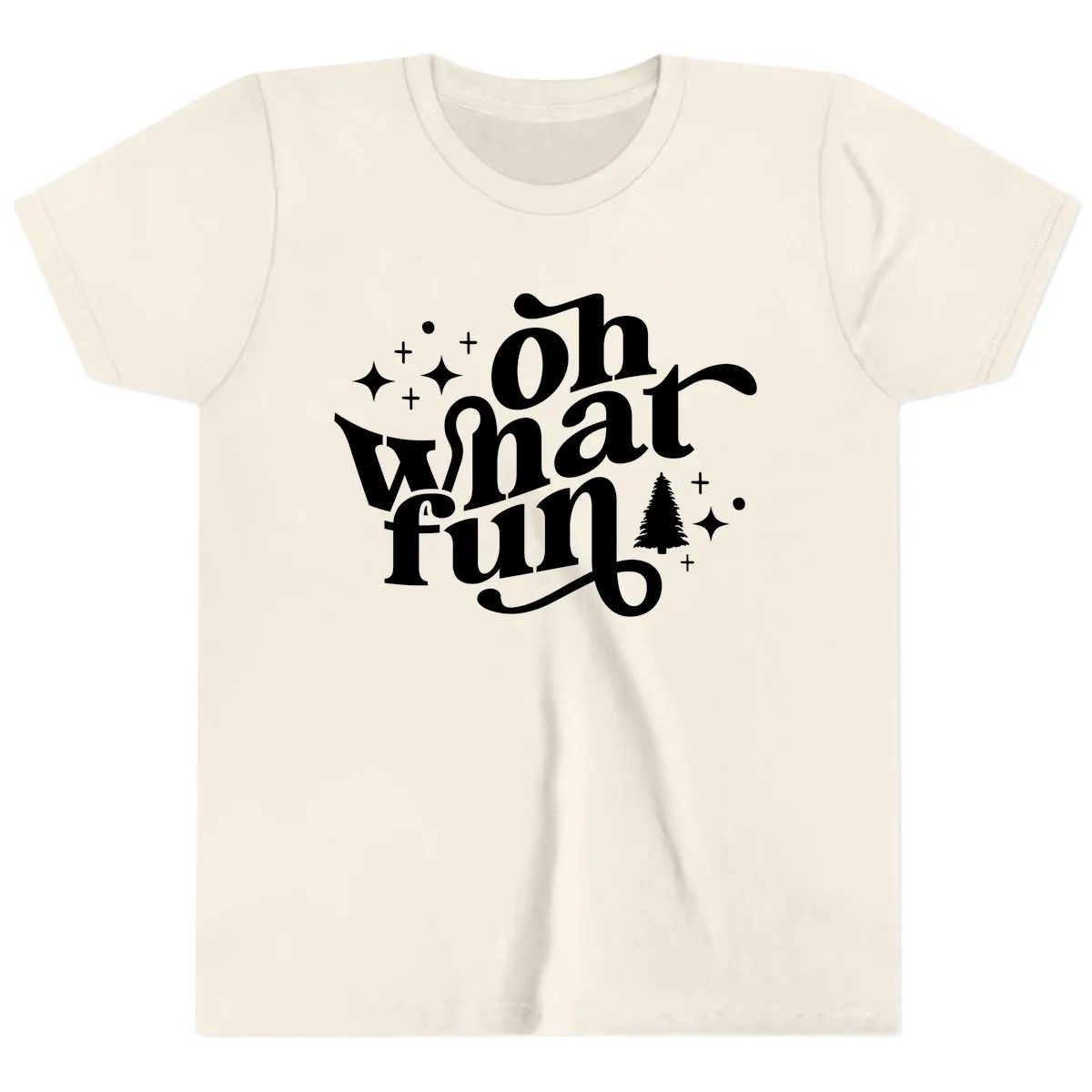 Oh What Fun Holiday Design Youth T-Shirt in Natural