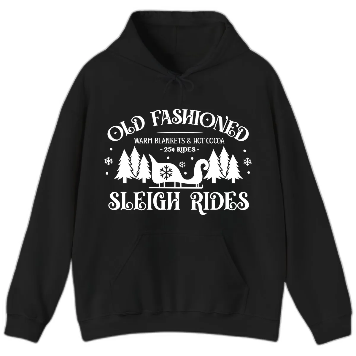Old Fashioned Sleigh Ride Hoodie in Black