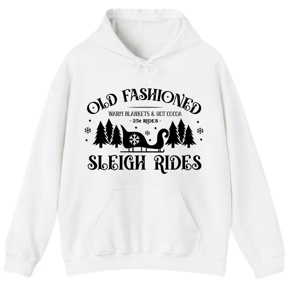 Old Fashioned Sleigh Ride Hoodie in White