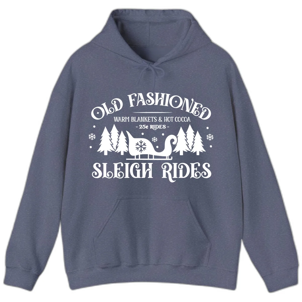 Old Fashioned Sleigh Ride Hoodie in Heather Navy