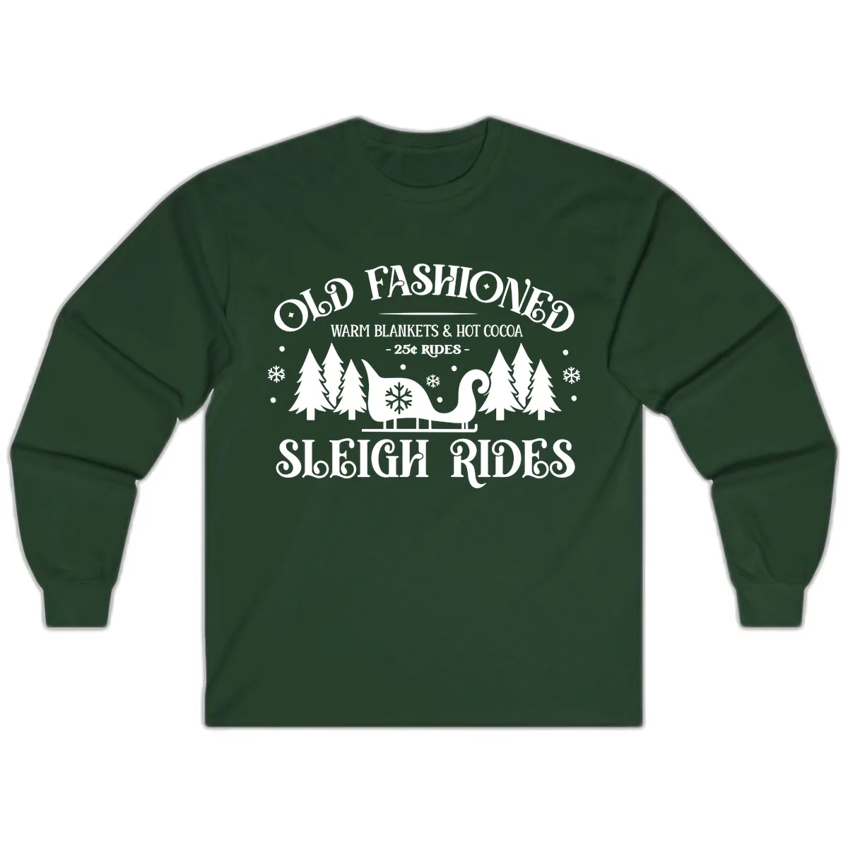 Old Fashioned Sleigh Ride Long Sleeve in Forest Green