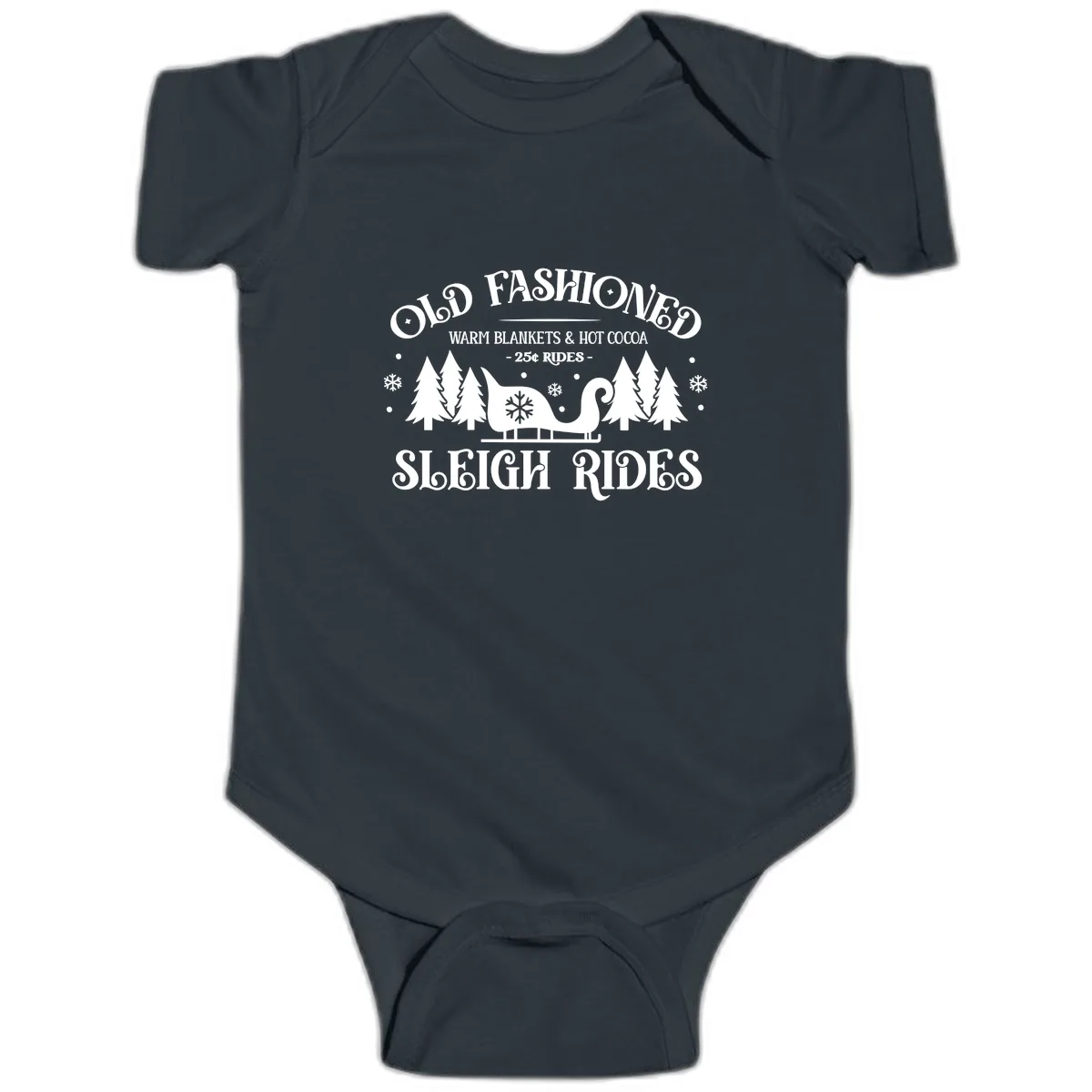 Old Fashioned Sleigh Ride Baby Onesie in Black