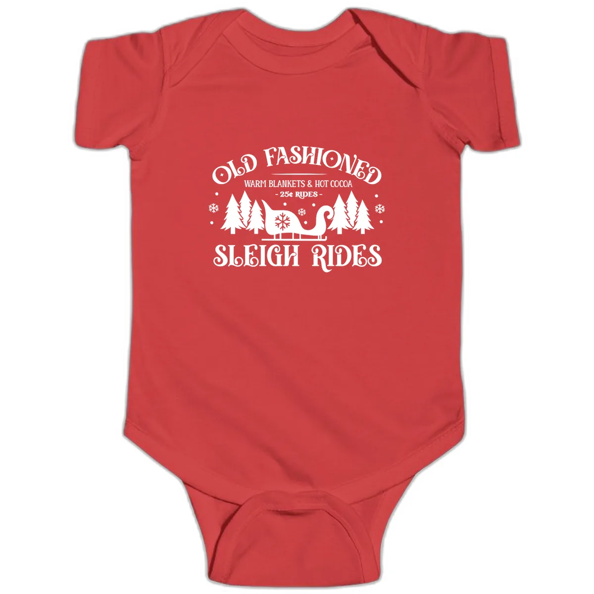 Old Fashioned Sleigh Ride Baby Onesie in Red