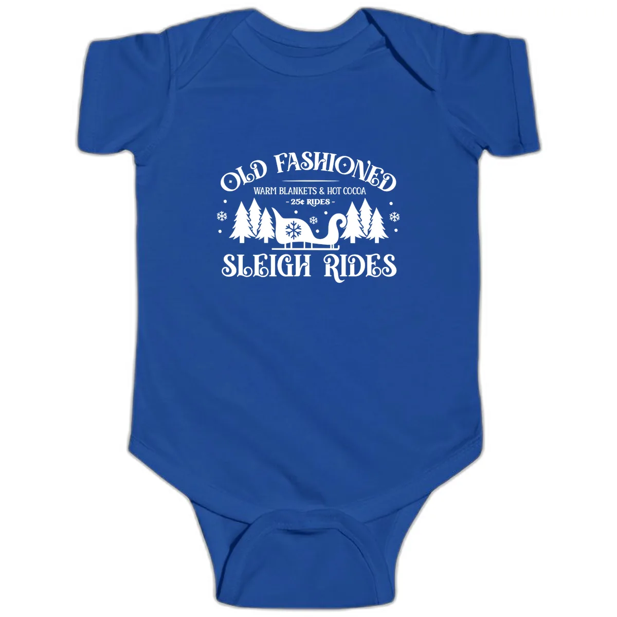 Old Fashioned Sleigh Ride Baby Onesie in Royal