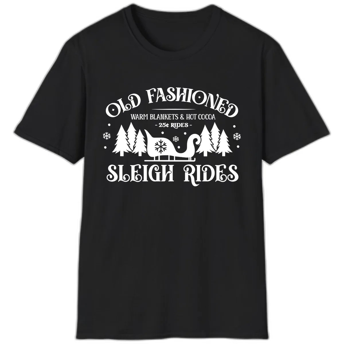 Old Fashioned Sleigh Ride T-Shirt in Black