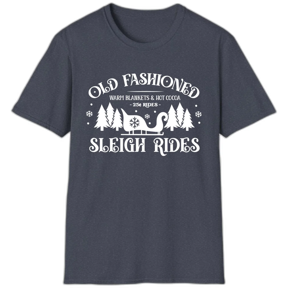 Old Fashioned Sleigh Ride T-Shirt in Heather Navy
