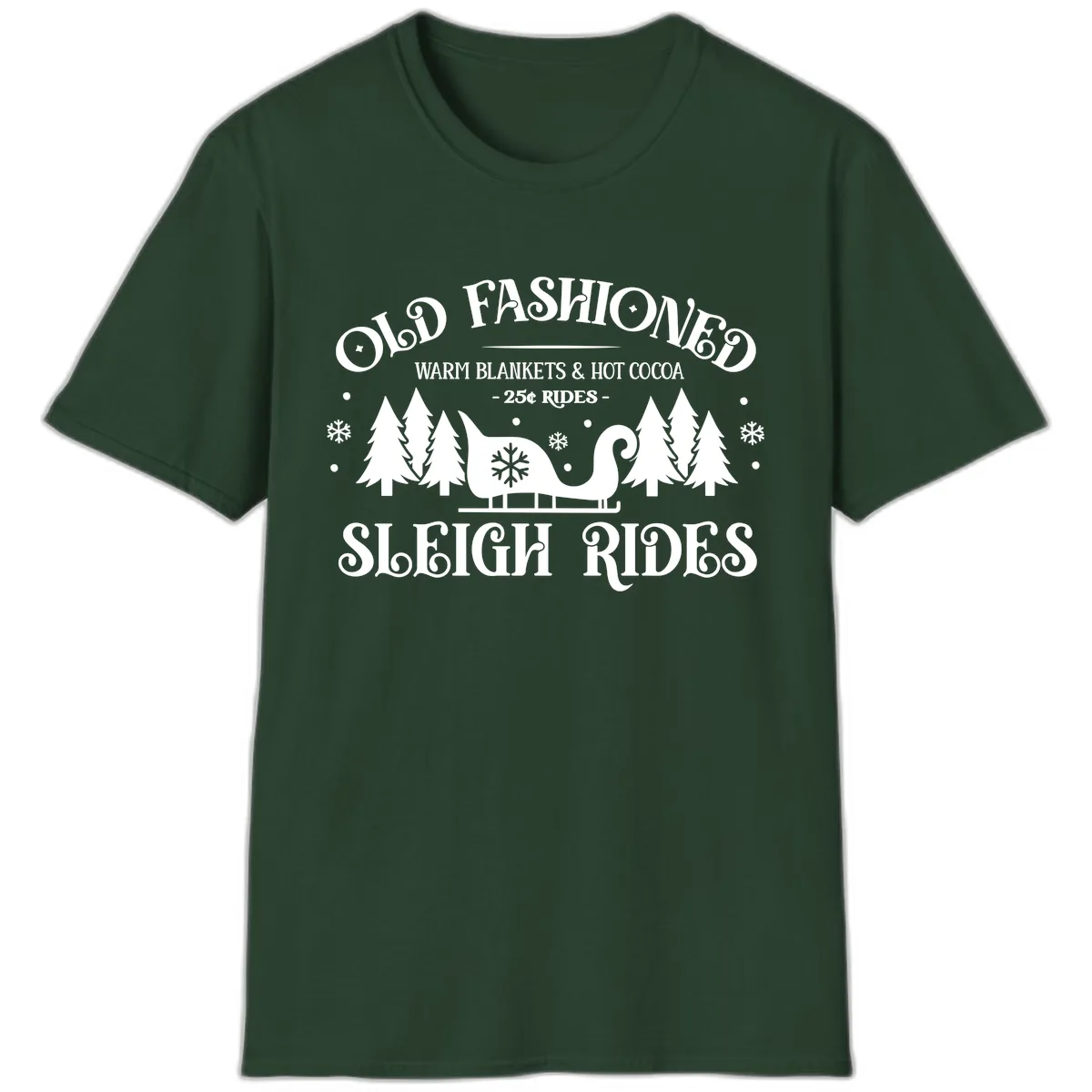 Old Fashioned Sleigh Ride T-Shirt in Forest Green