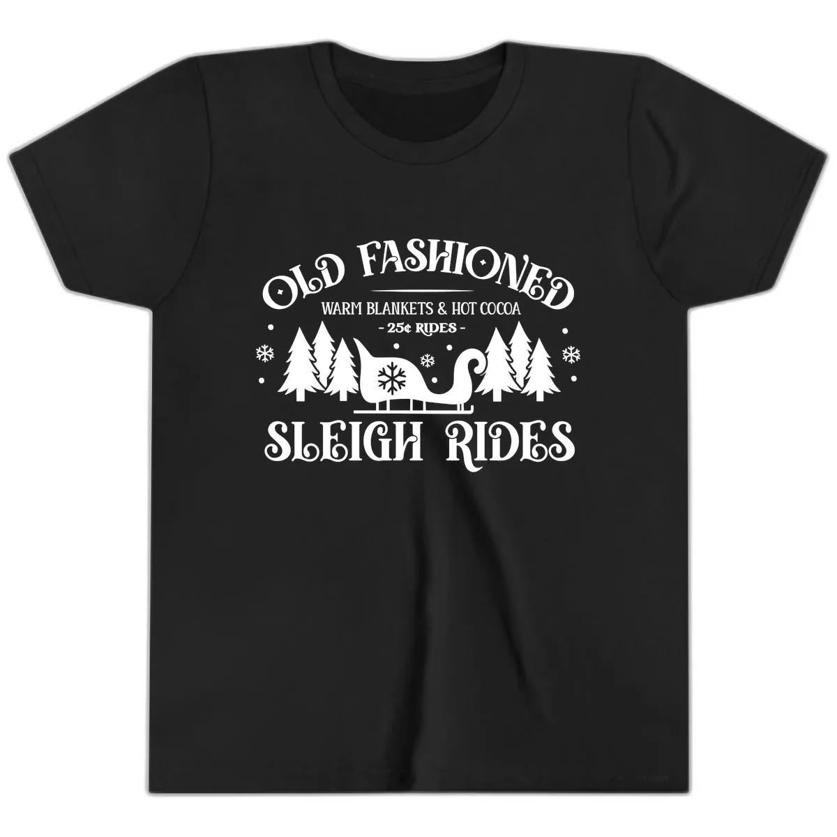 Old Fashioned Sleigh Ride Youth T-Shirt in Black