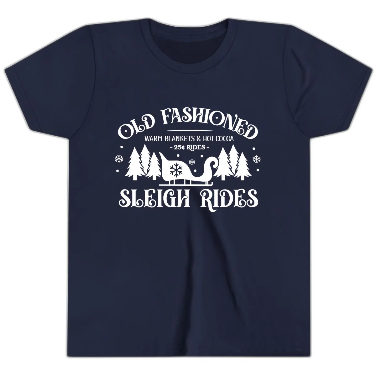 Old Fashioned Sleigh Ride Youth T-Shirt in Navy