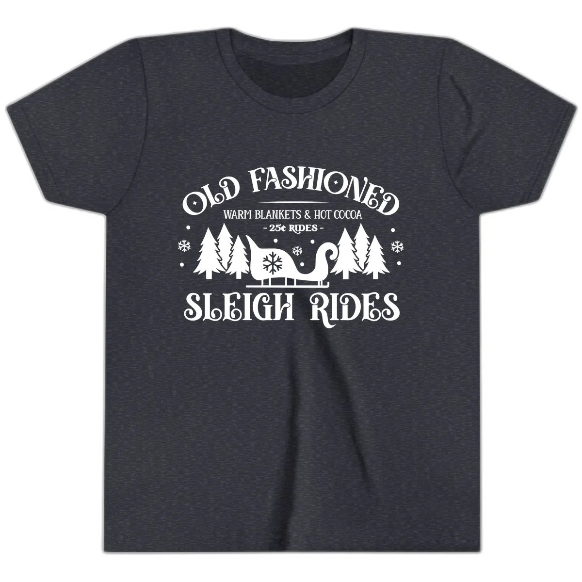 Old Fashioned Sleigh Ride Youth T-Shirt in Heather Navy