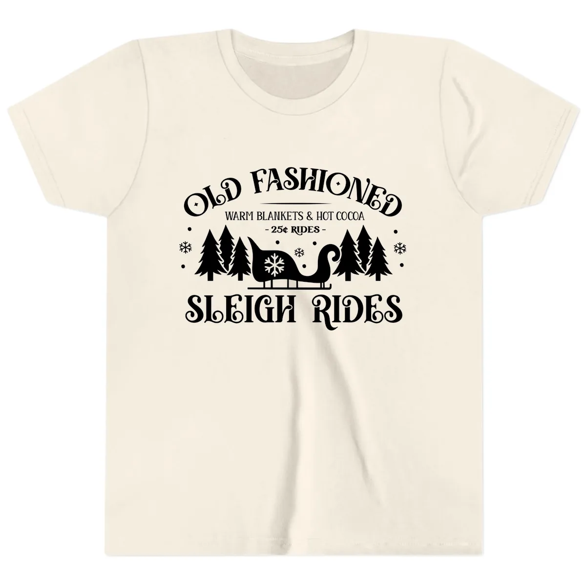Old Fashioned Sleigh Ride Youth T-Shirt in Natural