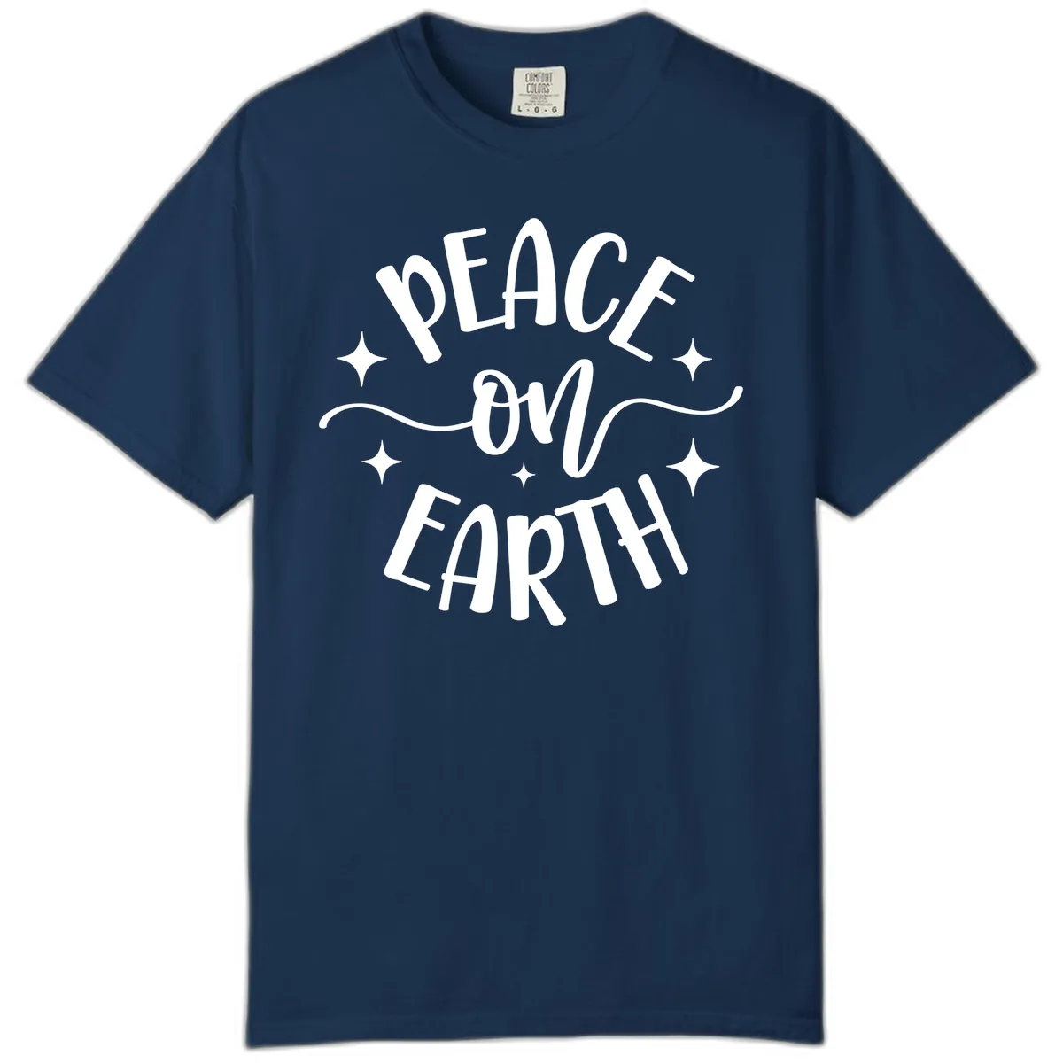 Peace On Earth Holiday Typography Comfort Color in Navy