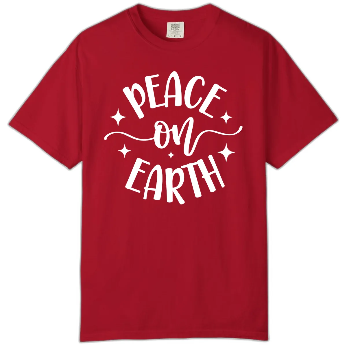 Peace On Earth Holiday Typography Comfort Color in Red