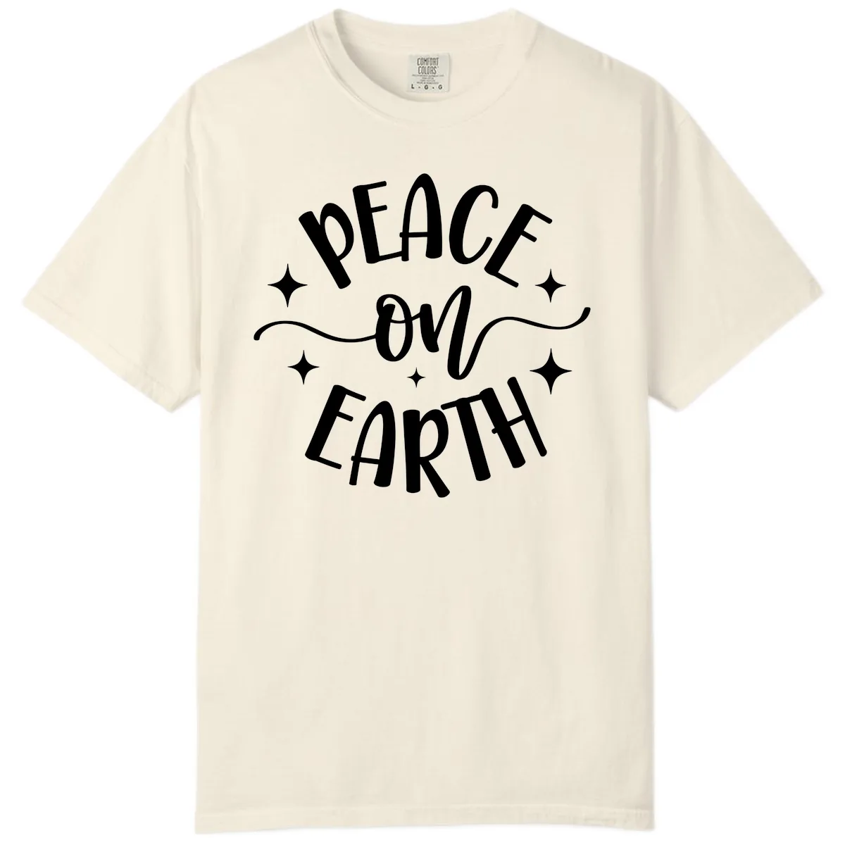Peace On Earth Holiday Typography Comfort Color in Ivory