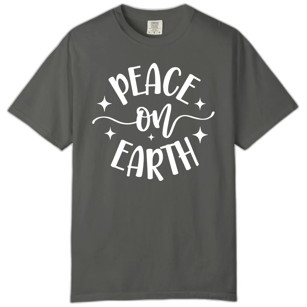 Peace On Earth Holiday Typography Comfort Color in Pepper
