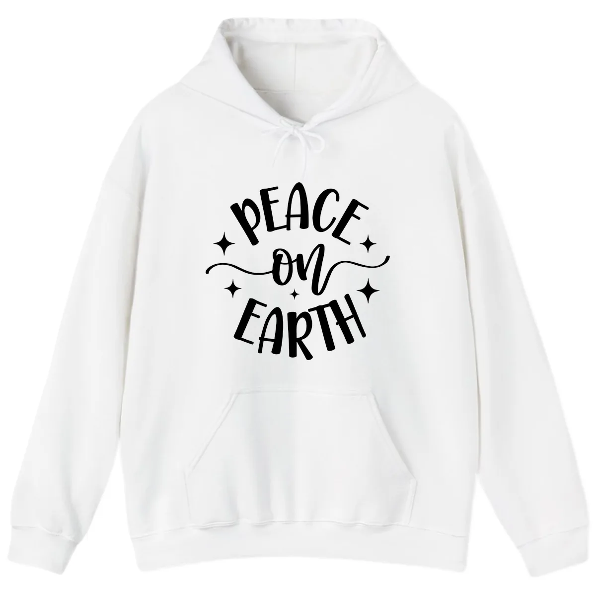 Peace On Earth Holiday Typography Hoodie in White