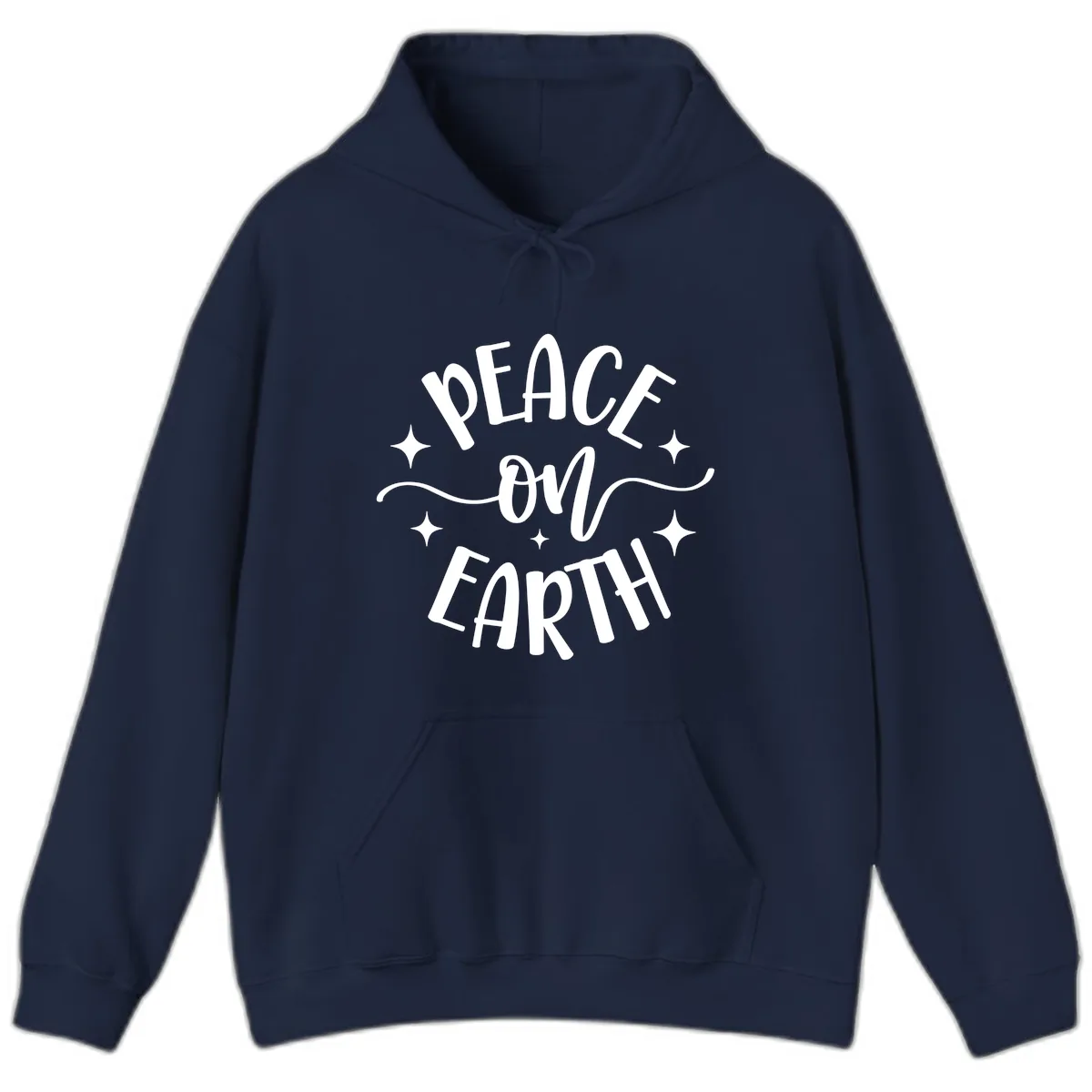 Peace On Earth Holiday Typography Hoodie in Navy