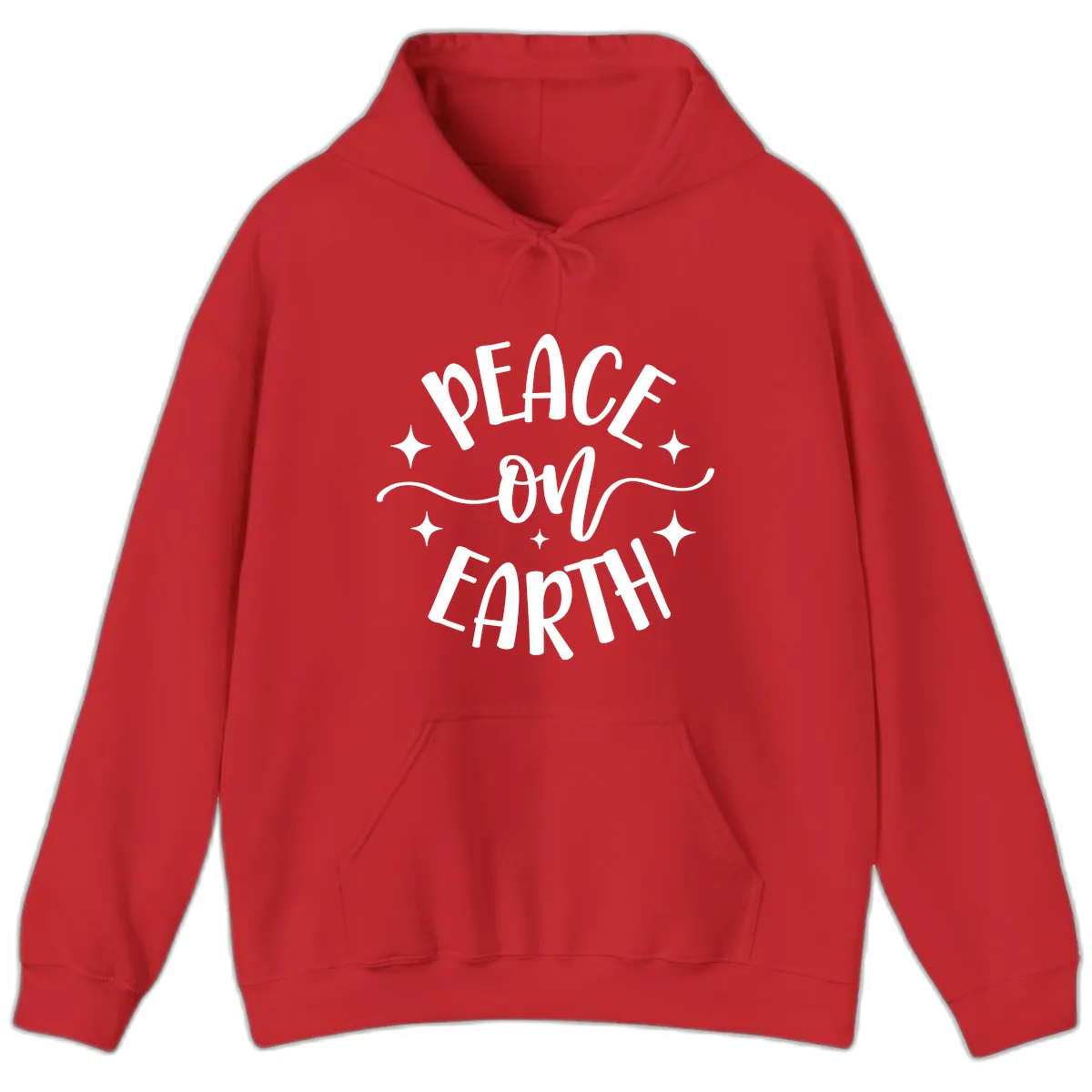 Peace On Earth Holiday Typography Hoodie in Red