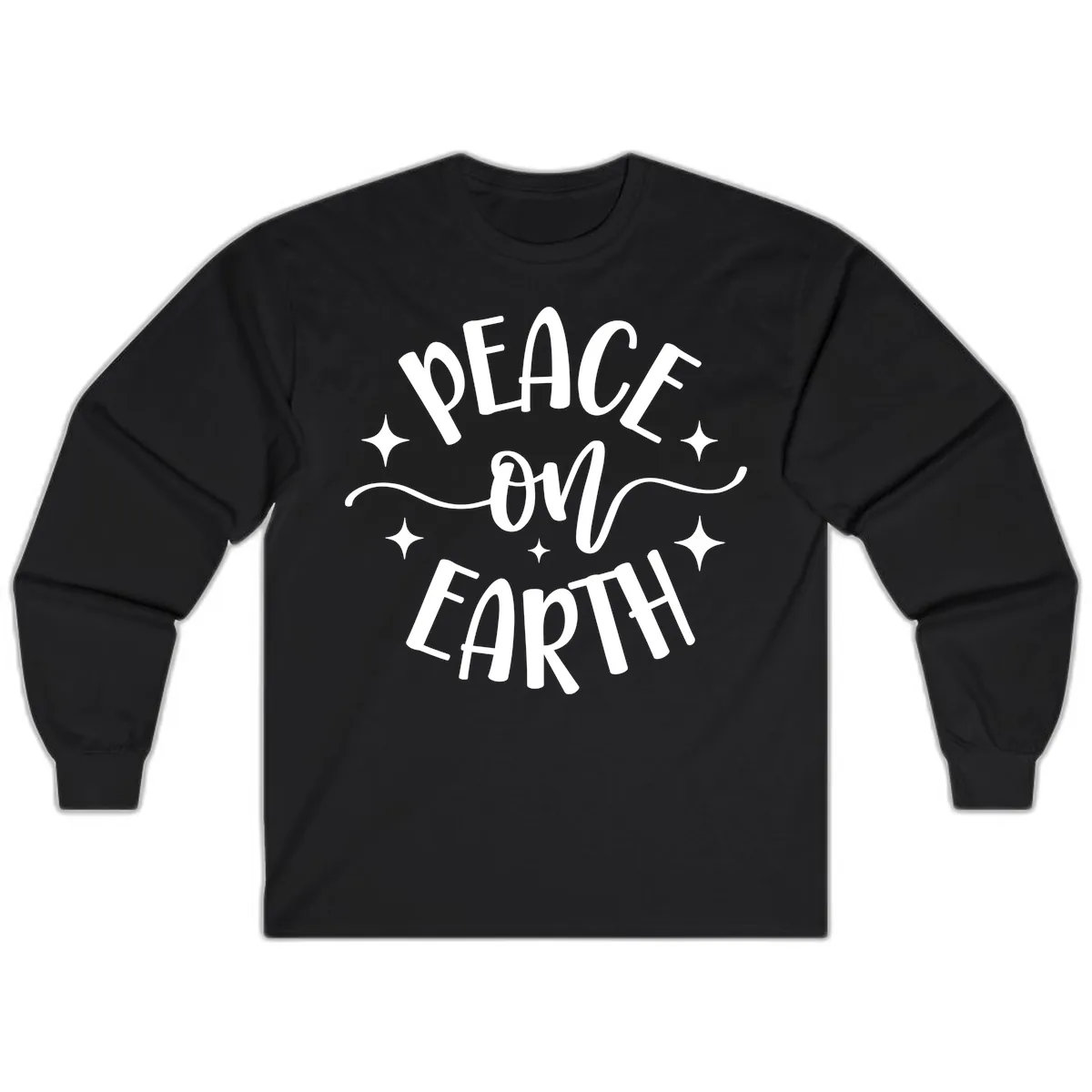 Peace On Earth Holiday Typography Long Sleeve in Black