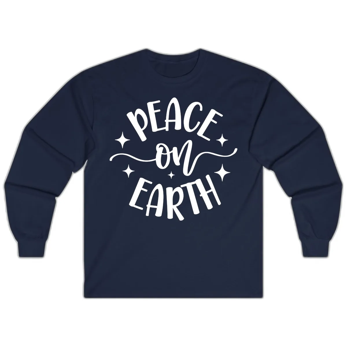Peace On Earth Holiday Typography Long Sleeve in Navy