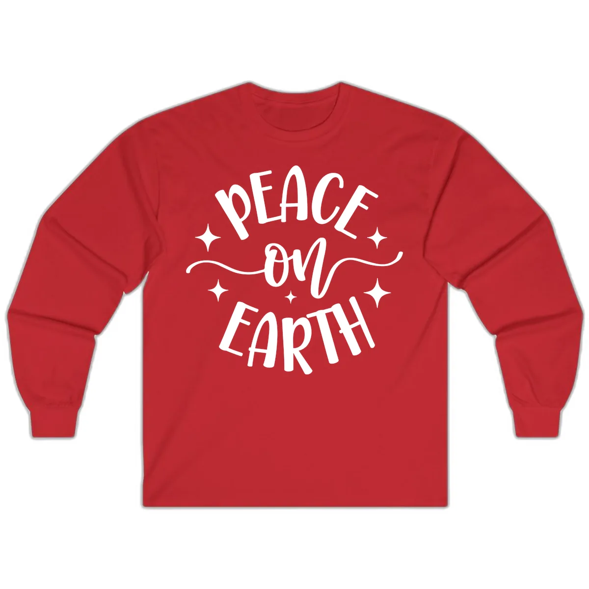 Peace On Earth Holiday Typography Long Sleeve in Red