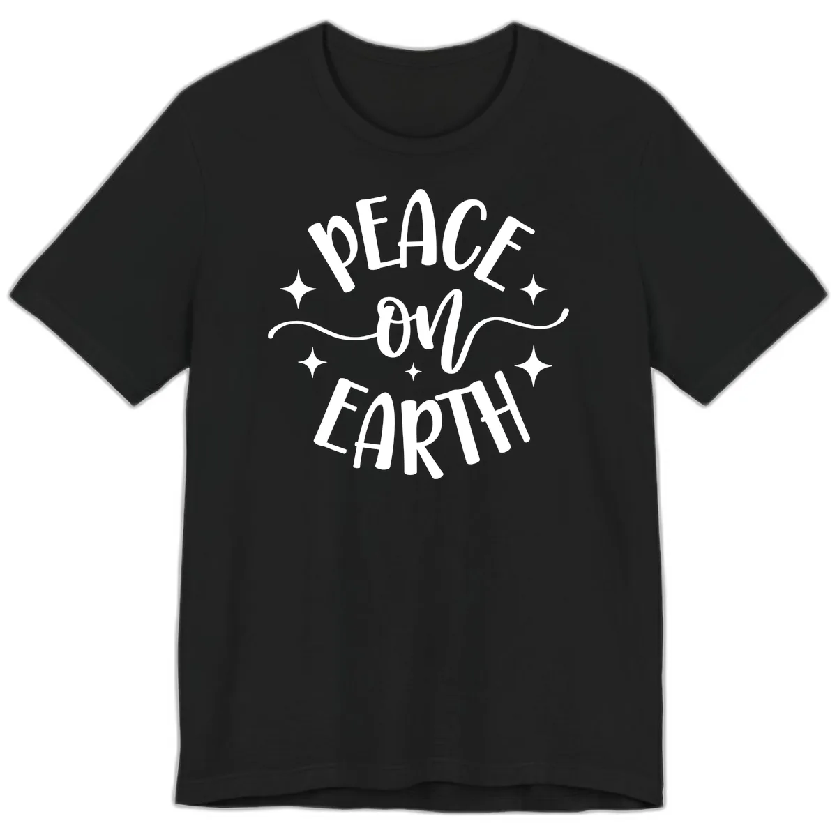 Peace On Earth Holiday Typography Premium T-Shirt in Black