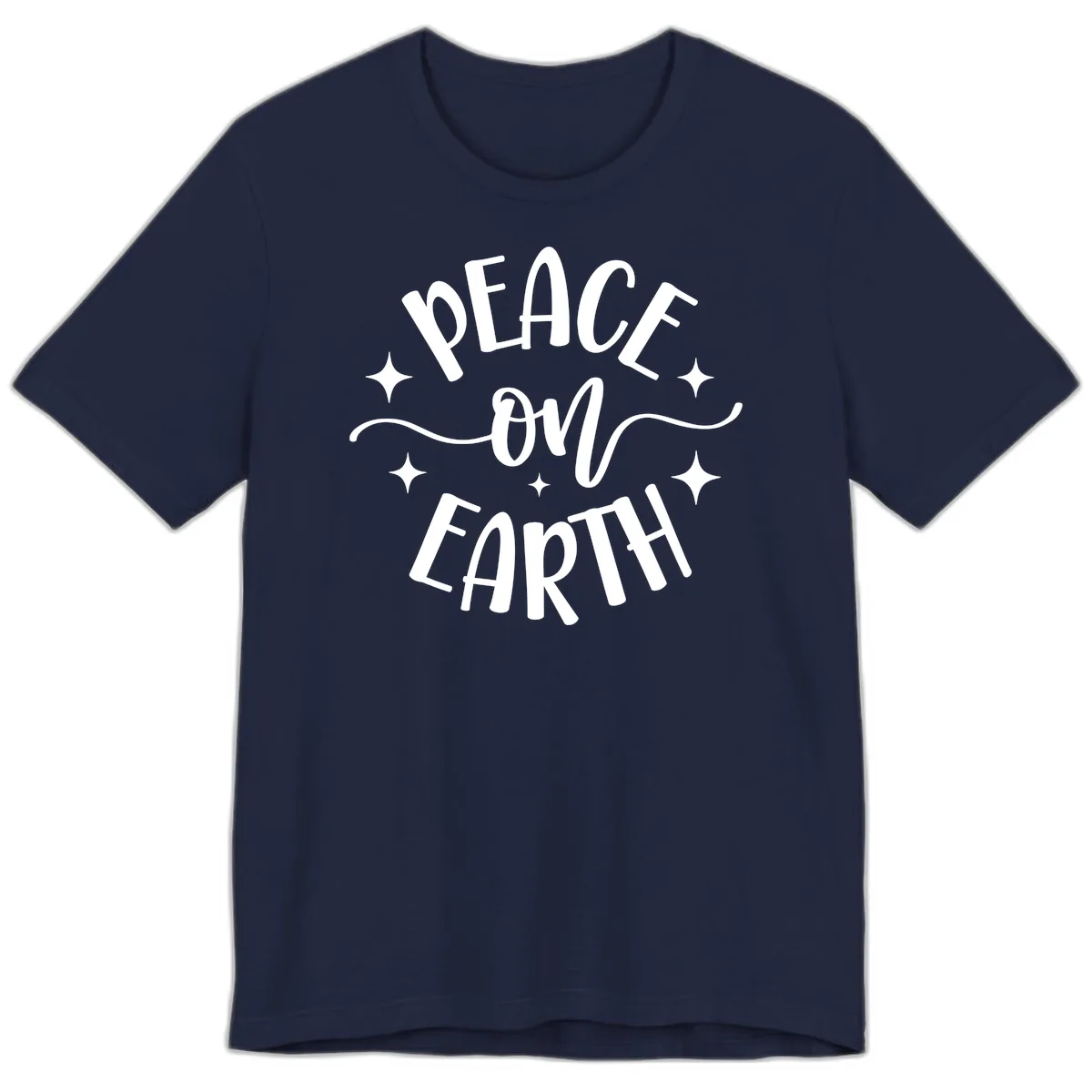 Peace On Earth Holiday Typography Premium T-Shirt in Navy