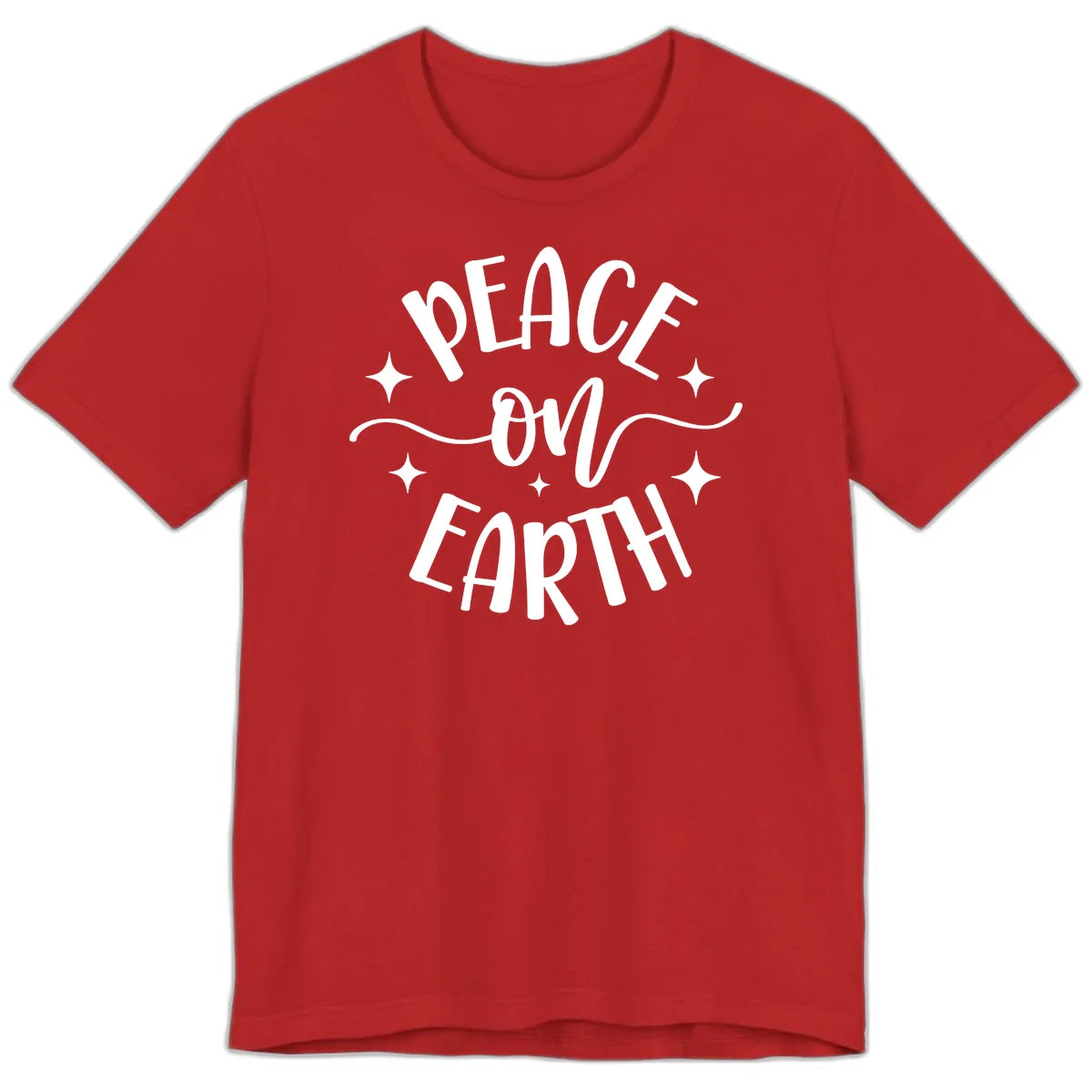Peace On Earth Holiday Typography Premium T-Shirt in Red
