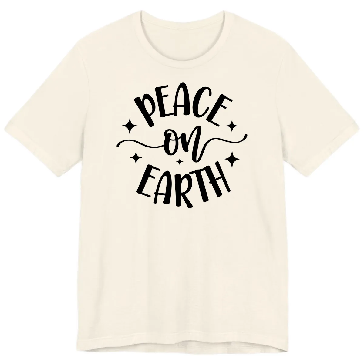 Peace On Earth Holiday Typography Premium T-Shirt in Natural