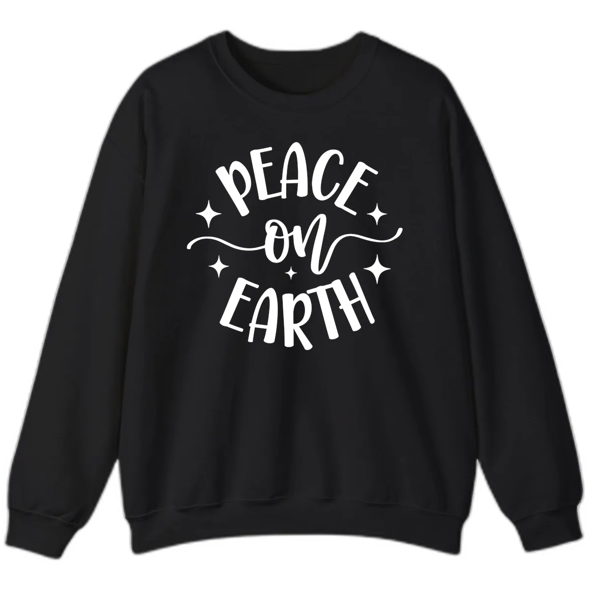 Peace On Earth Holiday Typography Sweatshirt in Black