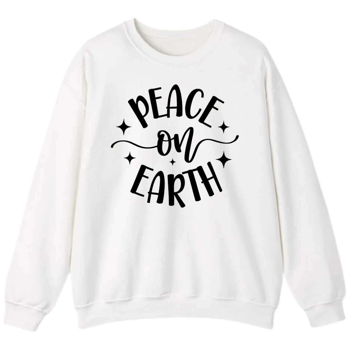 Peace On Earth Holiday Typography Sweatshirt in White
