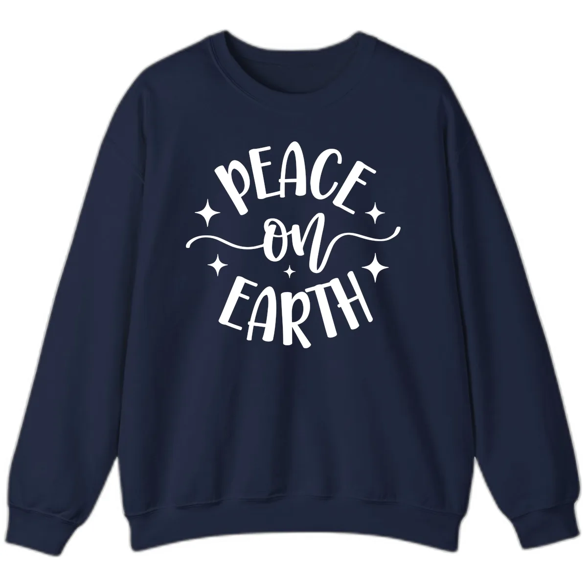 Peace On Earth Holiday Typography Sweatshirt in Navy