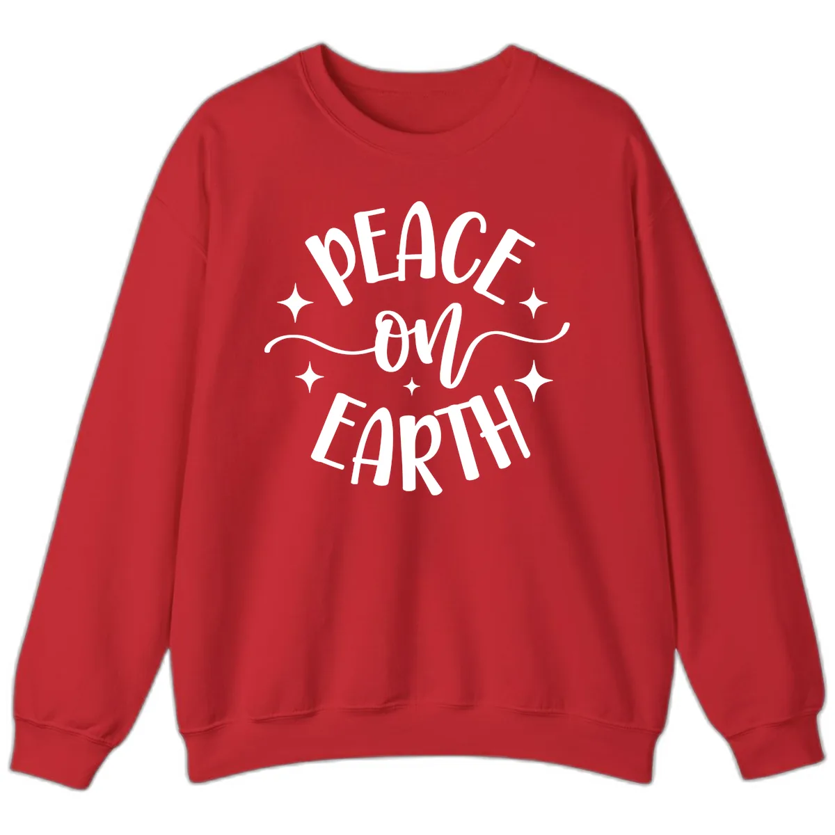 Peace On Earth Holiday Typography Sweatshirt in Red