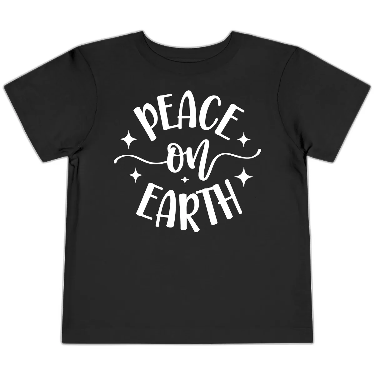Peace On Earth Holiday Typography Toddler T-Shirt in Black