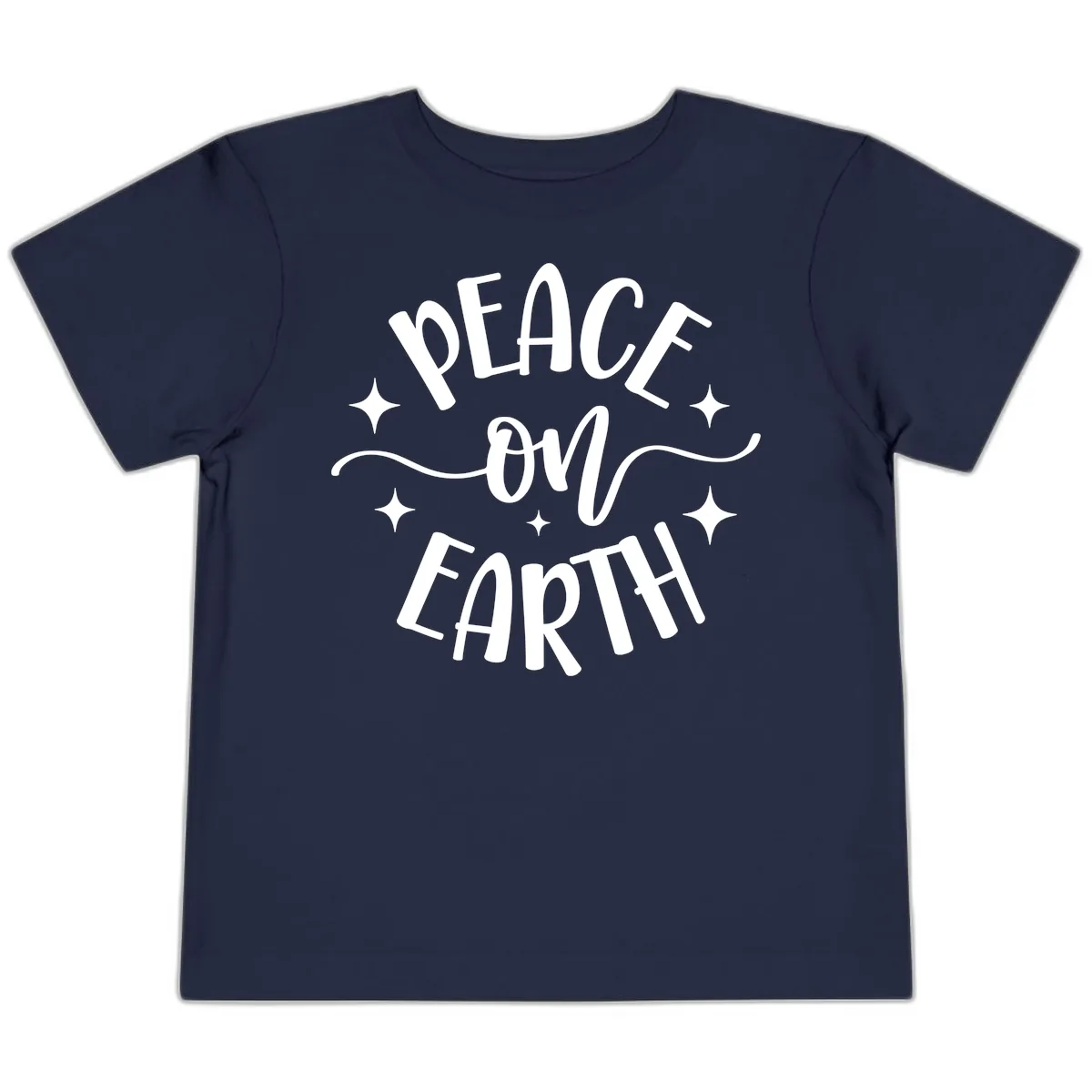 Peace On Earth Holiday Typography Toddler T-Shirt in Navy