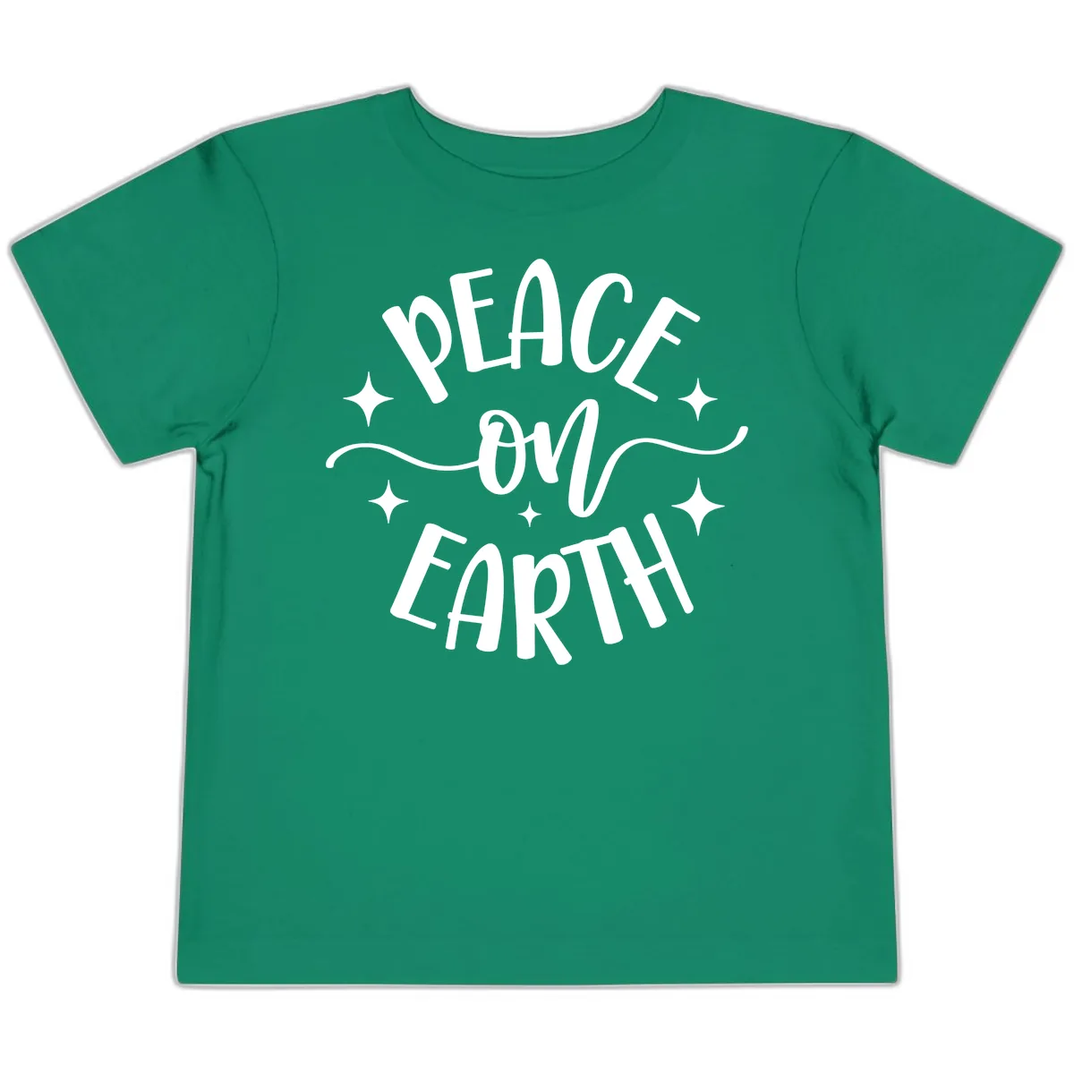 Peace On Earth Holiday Typography Toddler T-Shirt in Kelly