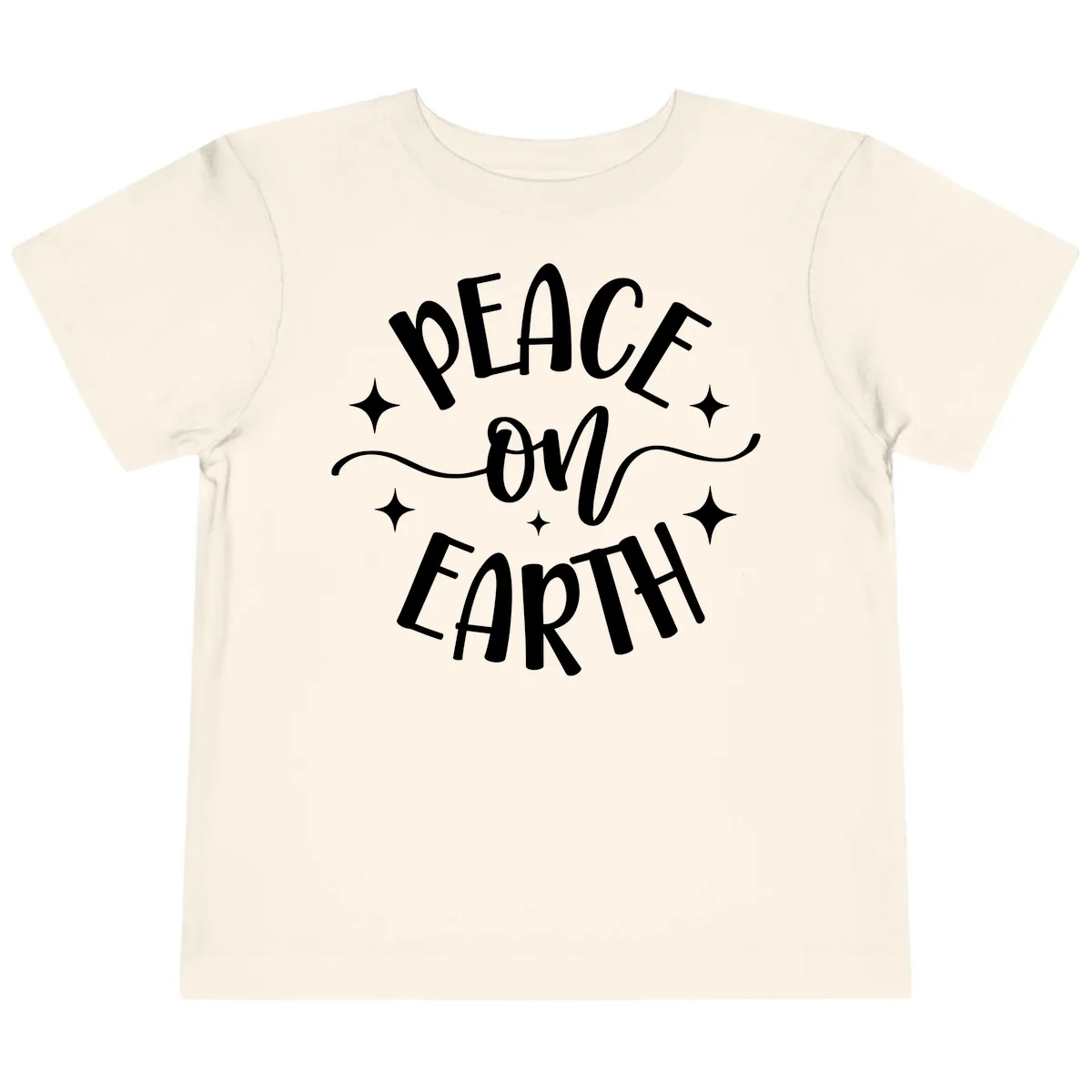 Peace On Earth Holiday Typography Toddler T-Shirt in Natural