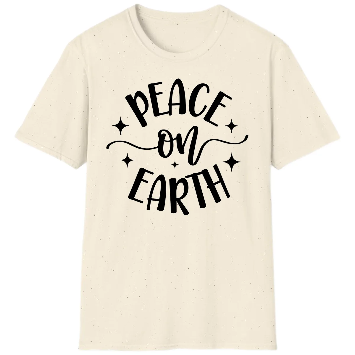 Peace On Earth Holiday Typography T-Shirt in Natural