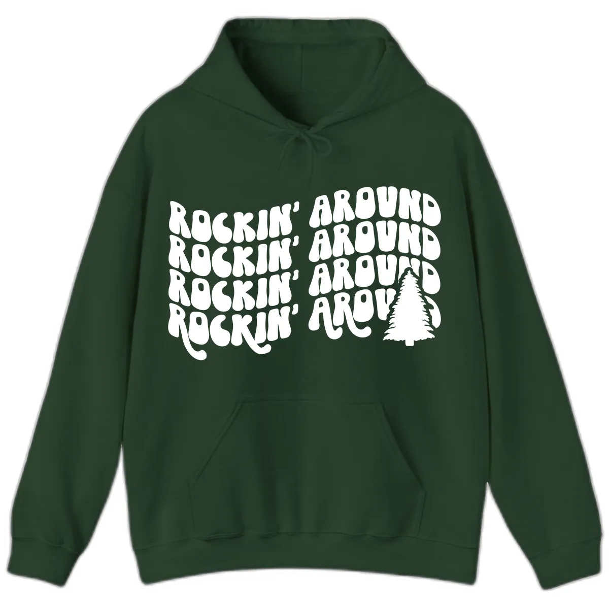 Rockin Around The Christmas Tree Hoodie in Forest Green