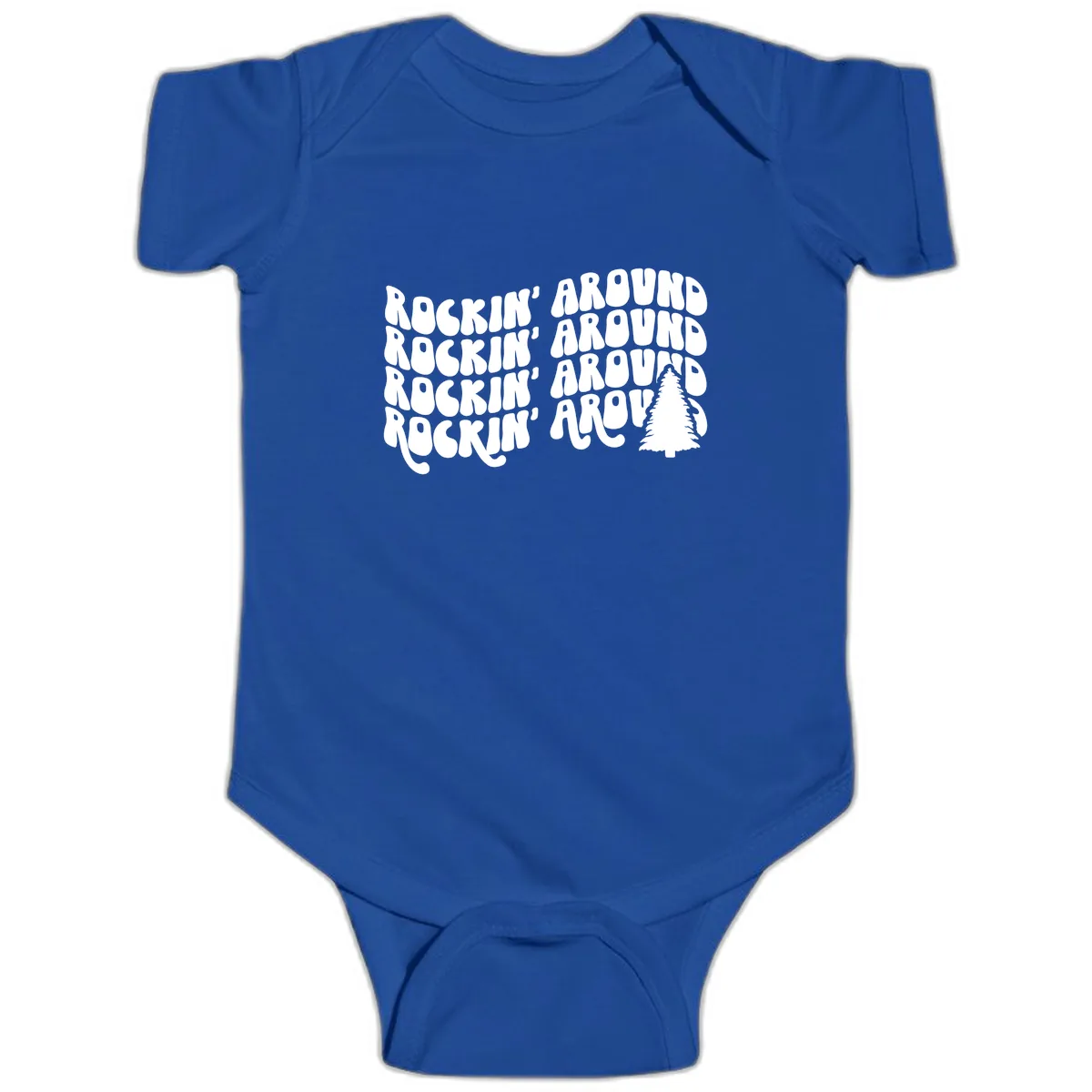 Rockin Around The Christmas Tree Baby Onesie in Royal