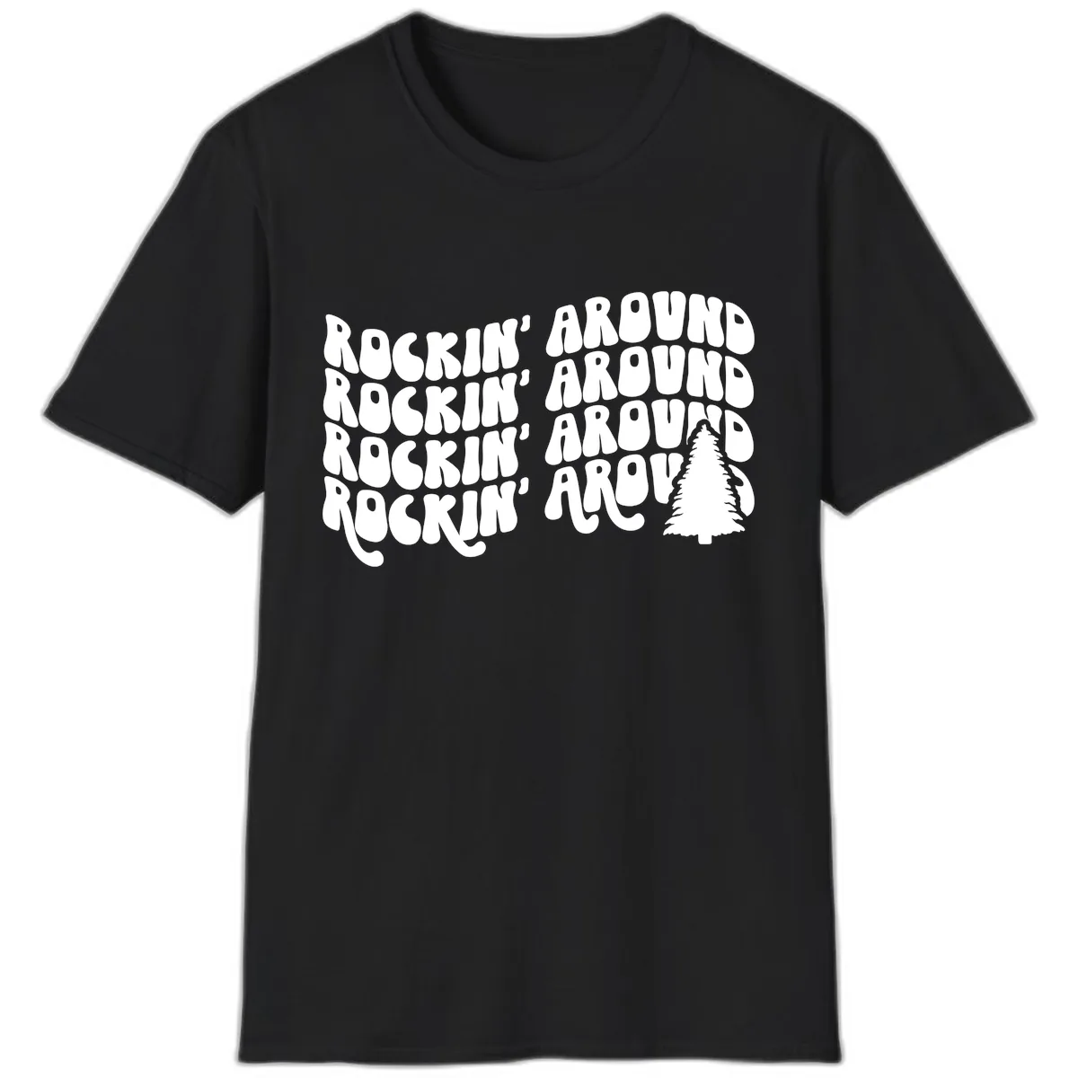 Rockin Around The Christmas Tree T-Shirt in Black