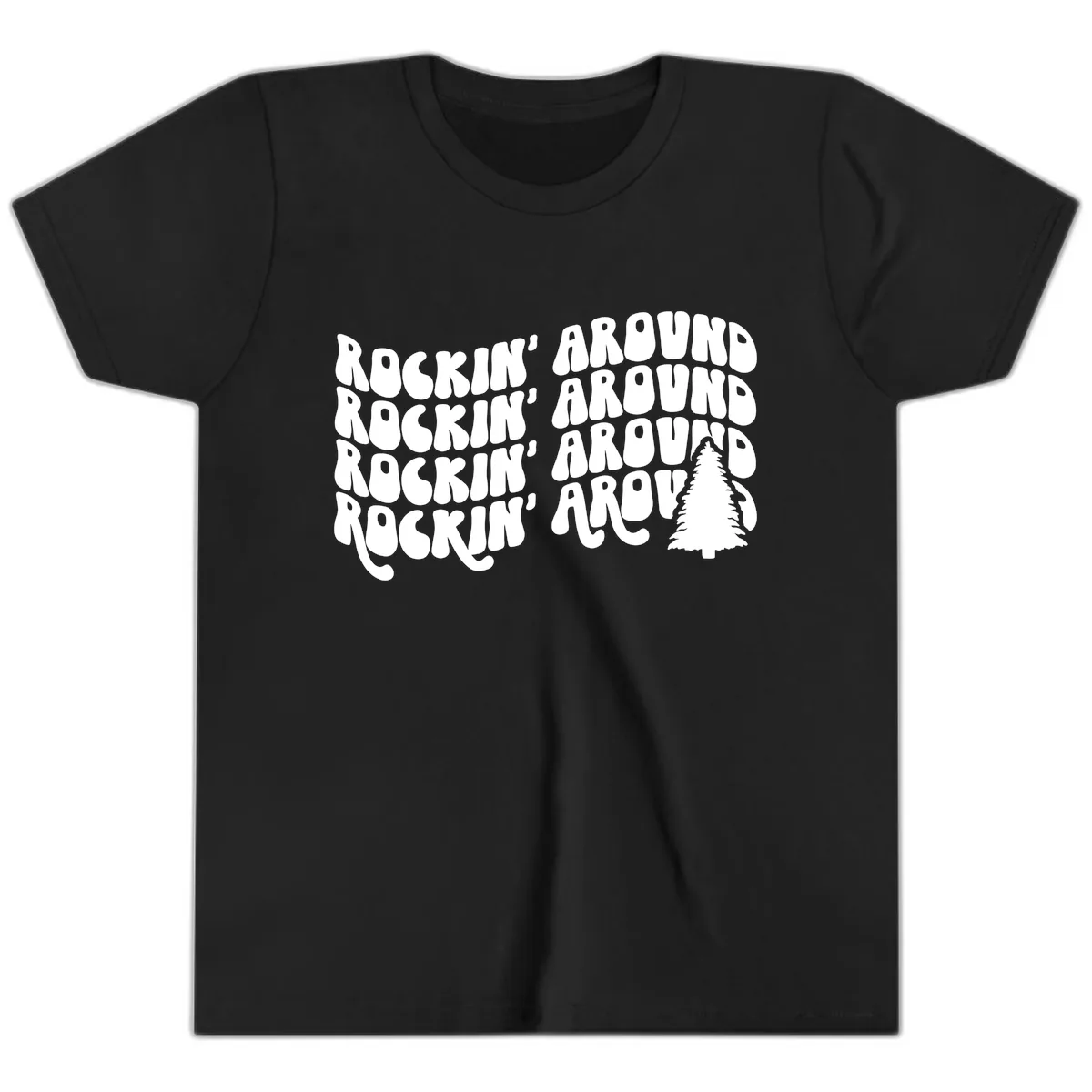 Rockin Around The Christmas Tree Youth T-Shirt in Black
