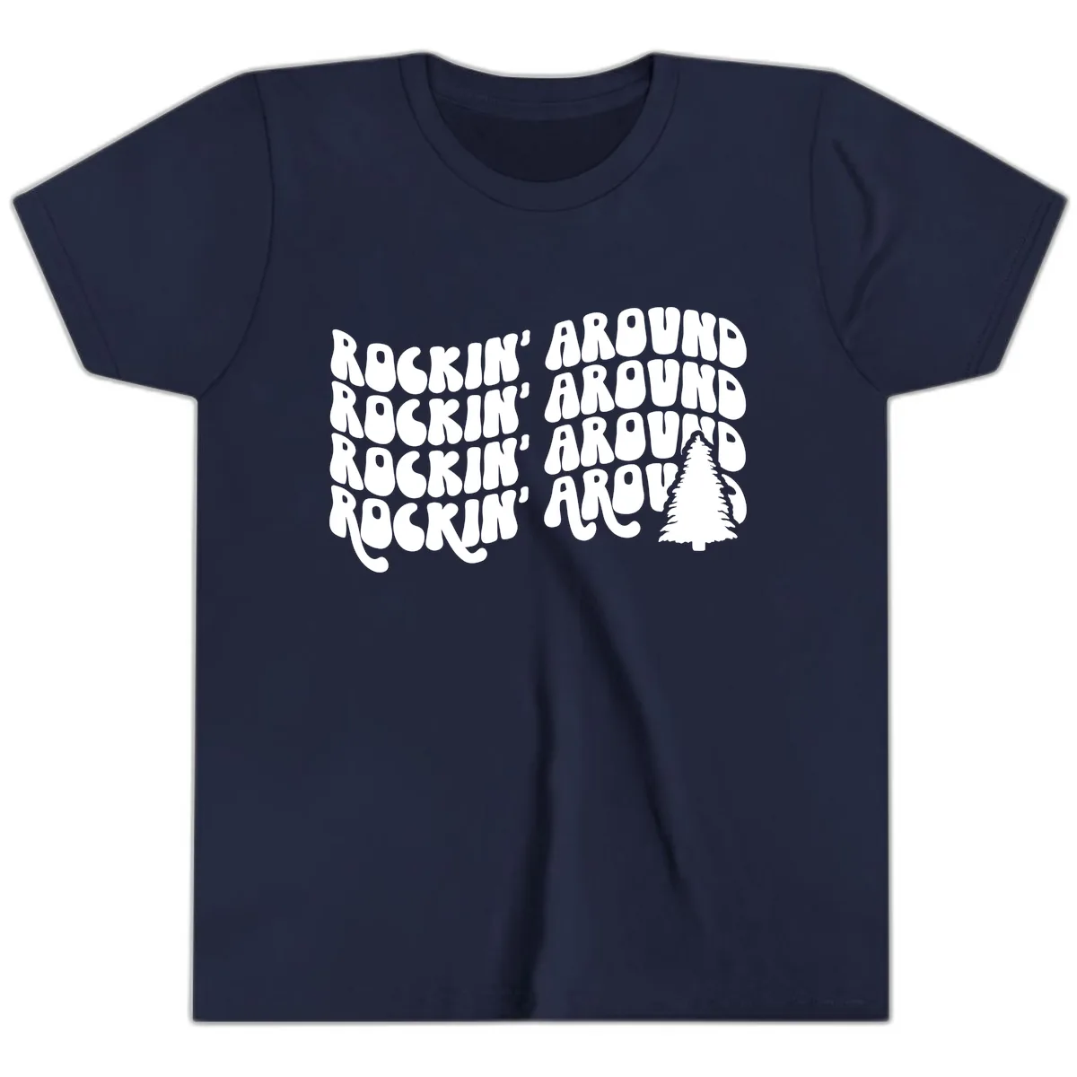 Rockin Around The Christmas Tree Youth T-Shirt in Navy
