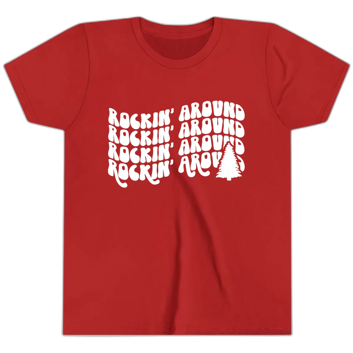 Rockin Around The Christmas Tree Youth T-Shirt in Red