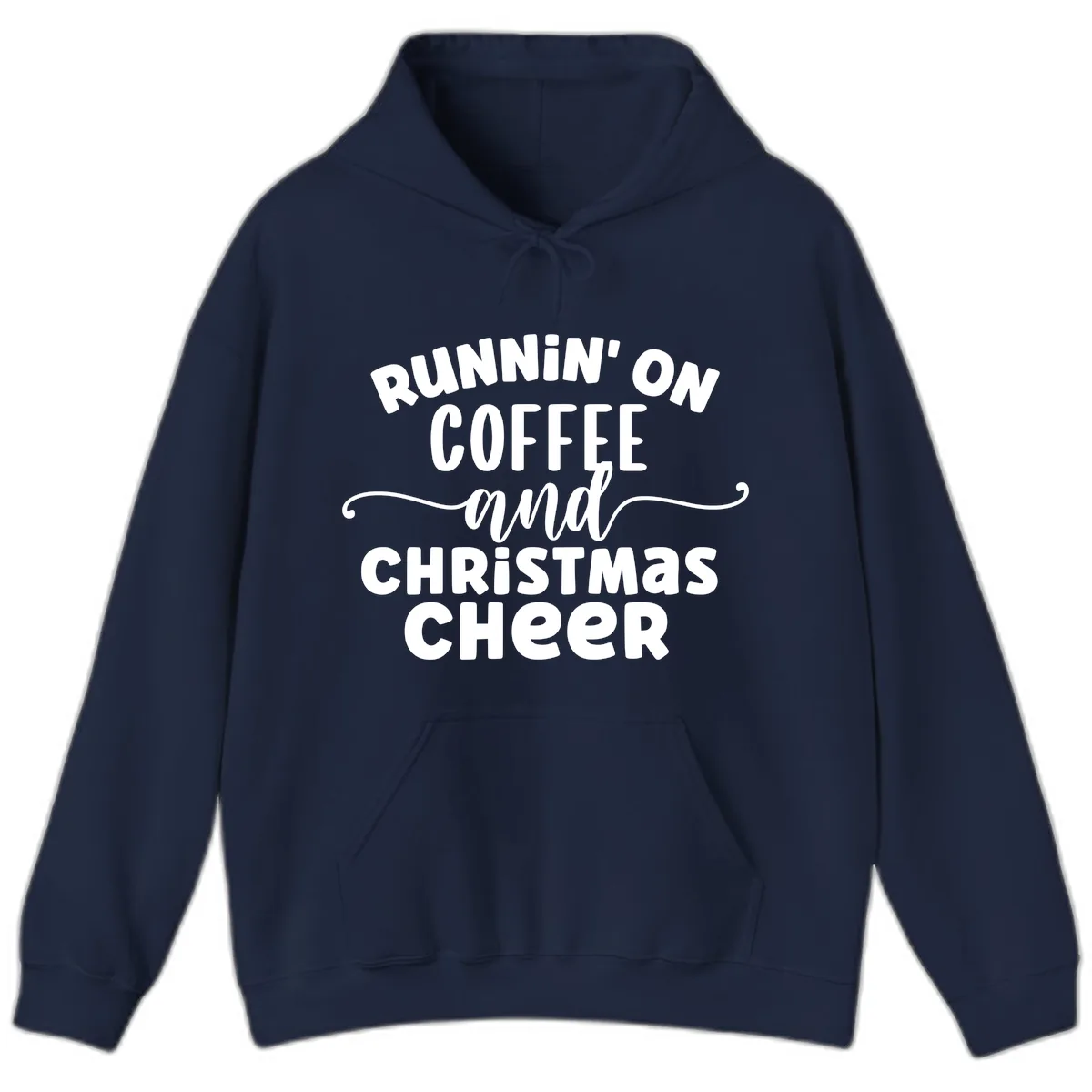 Running on Coffee and Christmas Cheer Hoodie in Navy