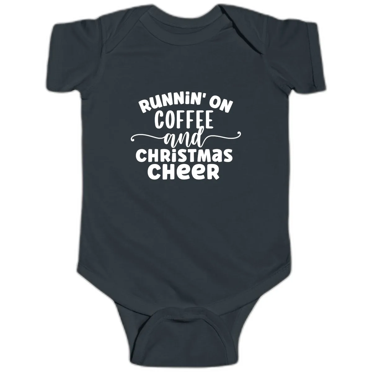 Running on Coffee and Christmas Cheer Baby Onesie in Black