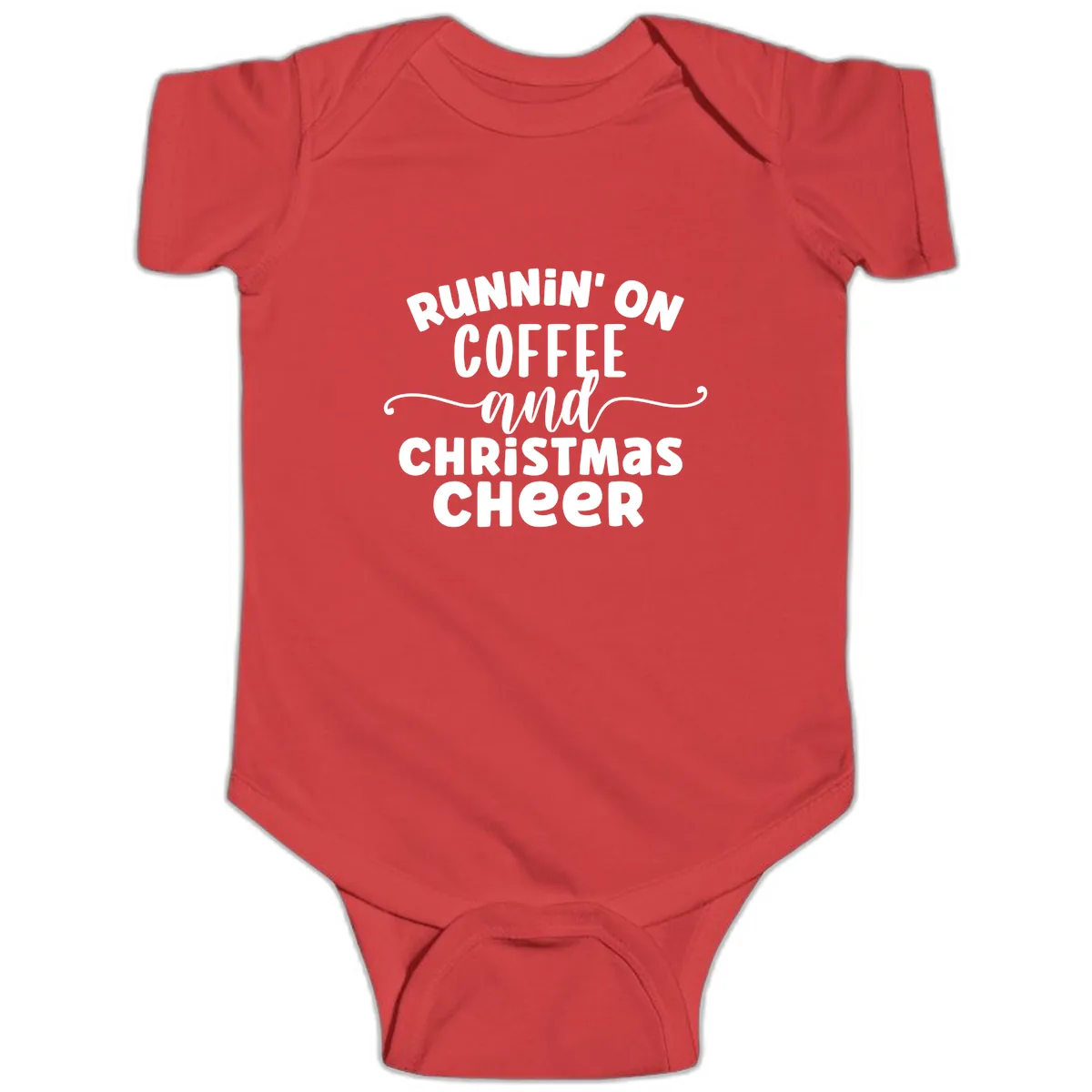 Running on Coffee and Christmas Cheer Baby Onesie in Red